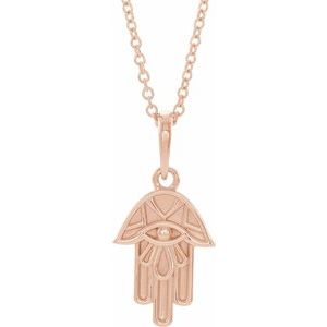 14K Rose Hamsa 16-18″ Necklace