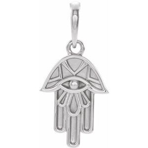 14K White Hamsa Pendant