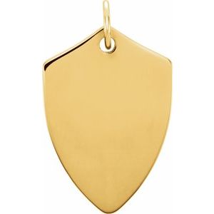 14K Yellow Engravable Shield Pendant