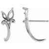 Platinum Left Accented Floral J-Hoop Earring Mounting