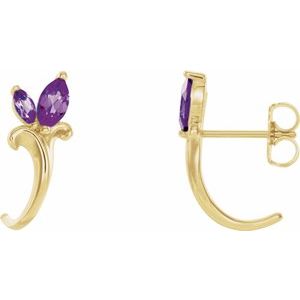 Lab-Grown Alexandrite Floral-Inspired J-Hoop Earrings