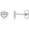 Sterling Silver Cross with Heart Youth Earrings