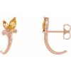 14K Rose Natural Citrine Floral J-Hoop Earrings