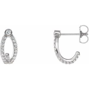 1/3 Ctw Natural Diamond J-Hoop Earrings