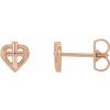 14K Rose Cross with Heart Youth Earrings