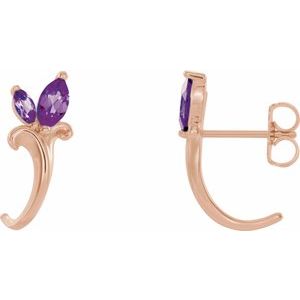 Lab-Grown Alexandrite Floral-Inspired J-Hoop Earrings