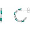 Sterling Silver Natural Emerald & 1/2 CTW Natural Diamond Earrings