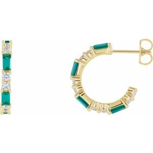 Lab-Grown Emerald And 1/2 Ctw Natural Diamond Earrings