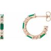 14K Rose Lab-Grown Emerald & 1/2 CTW Natural Diamond Earrings