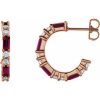 14K Rose Natural Ruby & 1/2 CTW Natural Diamond Earrings