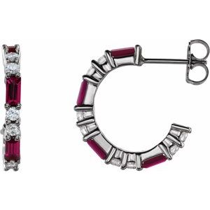 Natural Ruby And 1/2 Ctw Natural Diamond Earrings