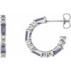 Sterling Silver Natural Tanzanite & 1/2 CTW Natural Diamond Earrings