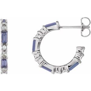 Natural Tanzanite And 1/2 Ctw Natural Diamond Earrings