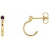 14K Yellow 2.5 mm Natural Amethyst Huggie J-Hoop Earring