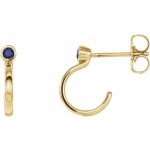 Natural Blue Sapphire J-Hoop Earrings