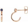 14K Rose 2.5 mm Lab-Grown Blue Sapphire Huggie J-Hoop Earring