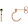 14K Rose 2.5 mm Lab-Grown Emerald Huggie J-Hoop Earring