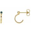 14K Yellow 3 mm Natural Blue Zircon Huggie J-Hoop Earring