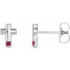 Sterling Silver Natural Ruby Cross Earrings