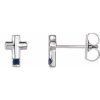 Sterling Silver Natural Blue Sapphire Cross Earrings