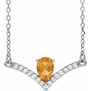 Natural Citrine And .06 Ctw Natural Diamond Necklace