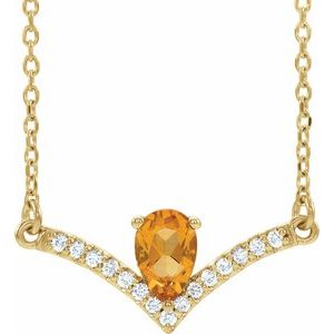 Natural Citrine And .06 Ctw Natural Diamond Necklace