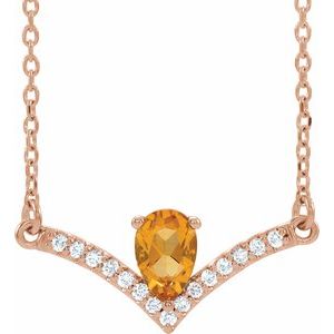 Natural Citrine And .06 Ctw Natural Diamond Necklace