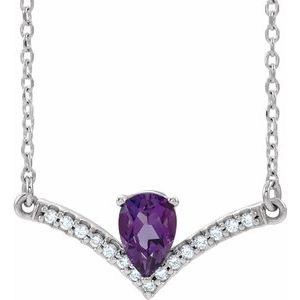 Natural Amethyst And .06 Ctw Natural Diamond Necklace