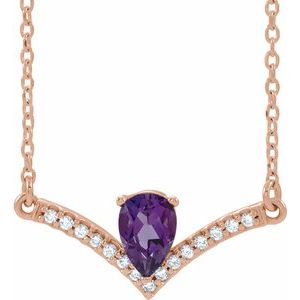 Natural Amethyst And .06 Ctw Natural Diamond Necklace