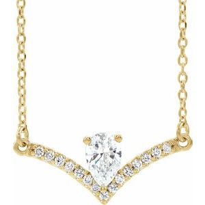 3/8 Ctw Natural Diamond V Bar Necklace