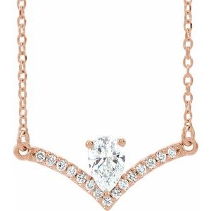 3/8 Ctw Natural Diamond V Bar Necklace