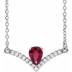 Natural Ruby And .06 Ctw Natural Diamond Necklace