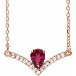 Natural Ruby And .06 Ctw Natural Diamond Necklace