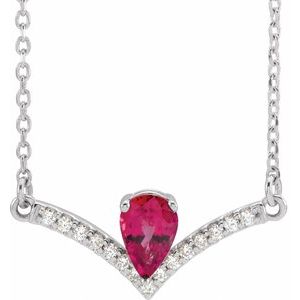 Lab-Grown Ruby And .06 Ctw Natural Diamond Necklace