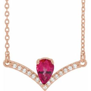 Lab-Grown Ruby And .06 Ctw Natural Diamond Necklace