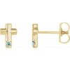 14K Yellow Natural Aquamarine Cross Earrings