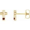 14K Yellow Natural Mozambique Garnet Cross Earrings