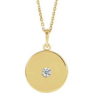 1/10 Ctw Natural Diamond Disc Pendant Necklace