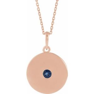 Natural Blue Sapphire Disc Pendant Necklace