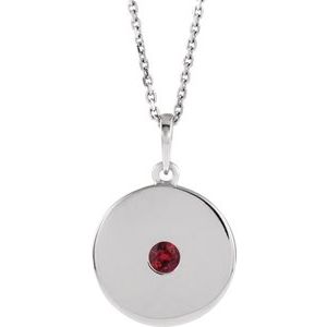 Natural Ruby Disc Pendant Necklace