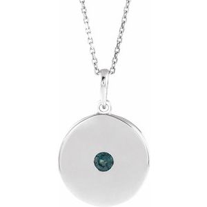 Lab-Grown Alexandrite Disc Pendant Necklace