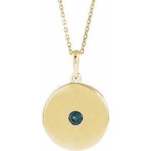 Lab-Grown Alexandrite Disc Pendant Necklace