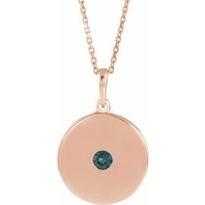 Lab-Grown Alexandrite Disc Pendant Necklace