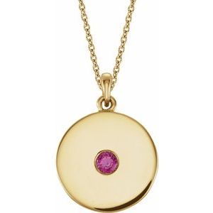 Natural Ruby Disc Pendant Necklace