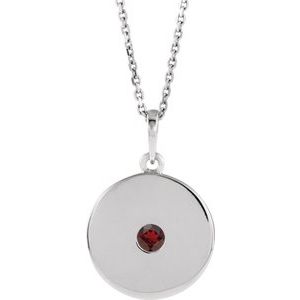 Natural Mozambique Garnet Disc Pendant Necklace