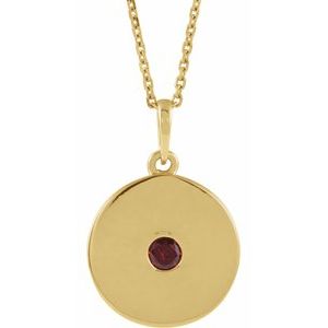 Natural Mozambique Garnet Disc Pendant Necklace