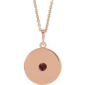 14K Rose Natural Mozambique Garnet Disc 16-18″ Necklace