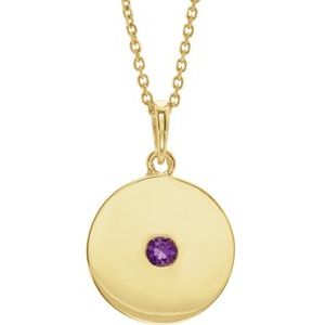 Natural Amethyst Disc Pendant Necklace