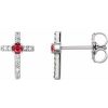 Platinum Lab-Grown Ruby & .05 CTW Natural Diamond Cross Earrings