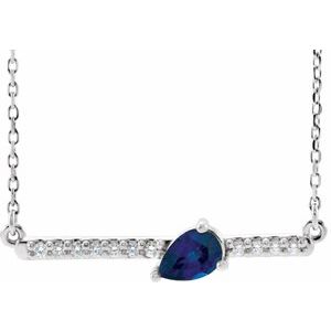 Platinum Natural Blue Sapphire & 1/10 CTW Natural Diamond 18″ Necklace